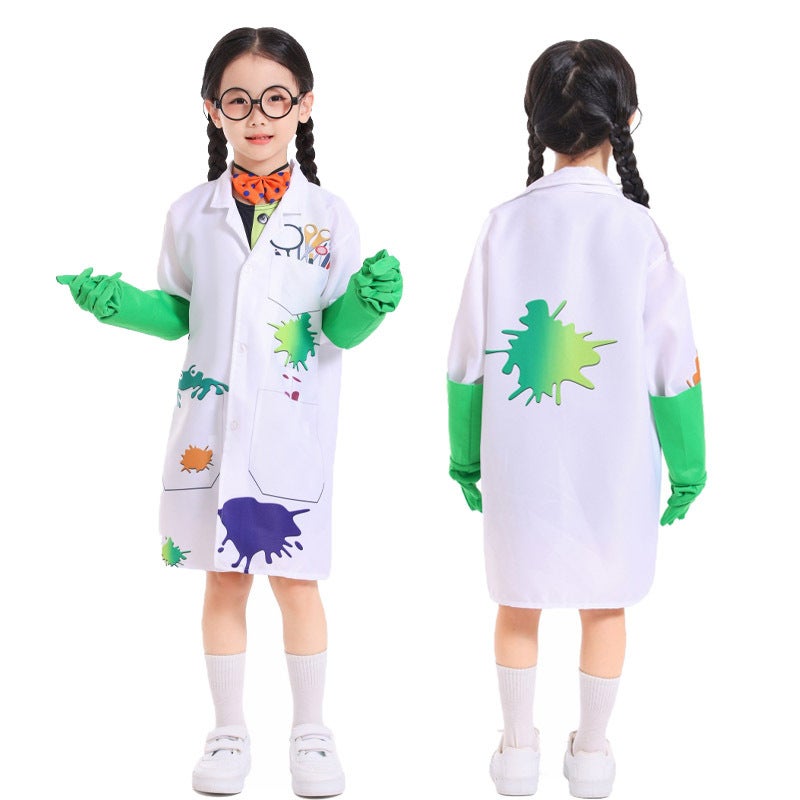 معطف أبيض للأطفال زي أداء عالم مجنون كوس فرانكشتاين زي احترافي للعب الأدوار في المسرح - Image 2